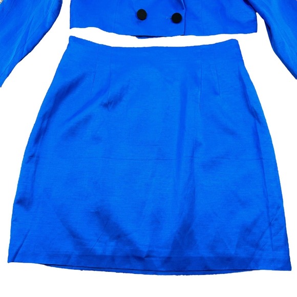 Mare Mare x Anthropologie Blazer Top & Mini Skirt Set Cobalt Blue size L NWT - Picture 6 of 13